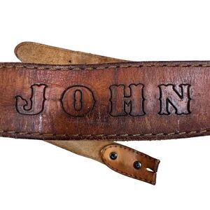 Vintage Brown Leather Belt Size Personalized "JOHN"